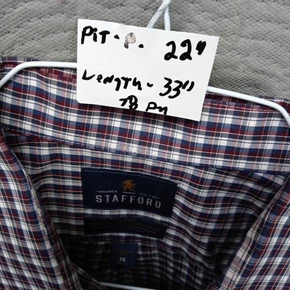 Stafford travel men's long sleeve red gray button - Picture 6 of 6